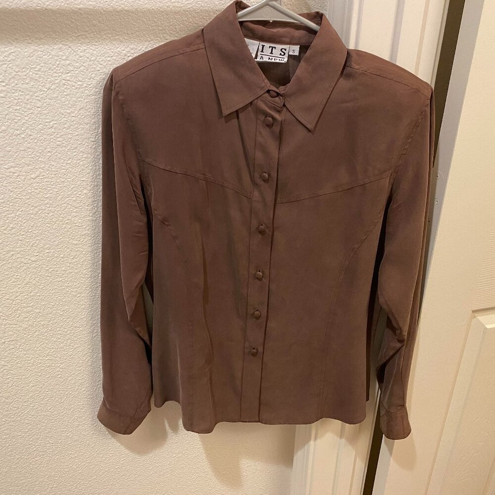 Vintage 90s ITS A New Vision Brown Blouse